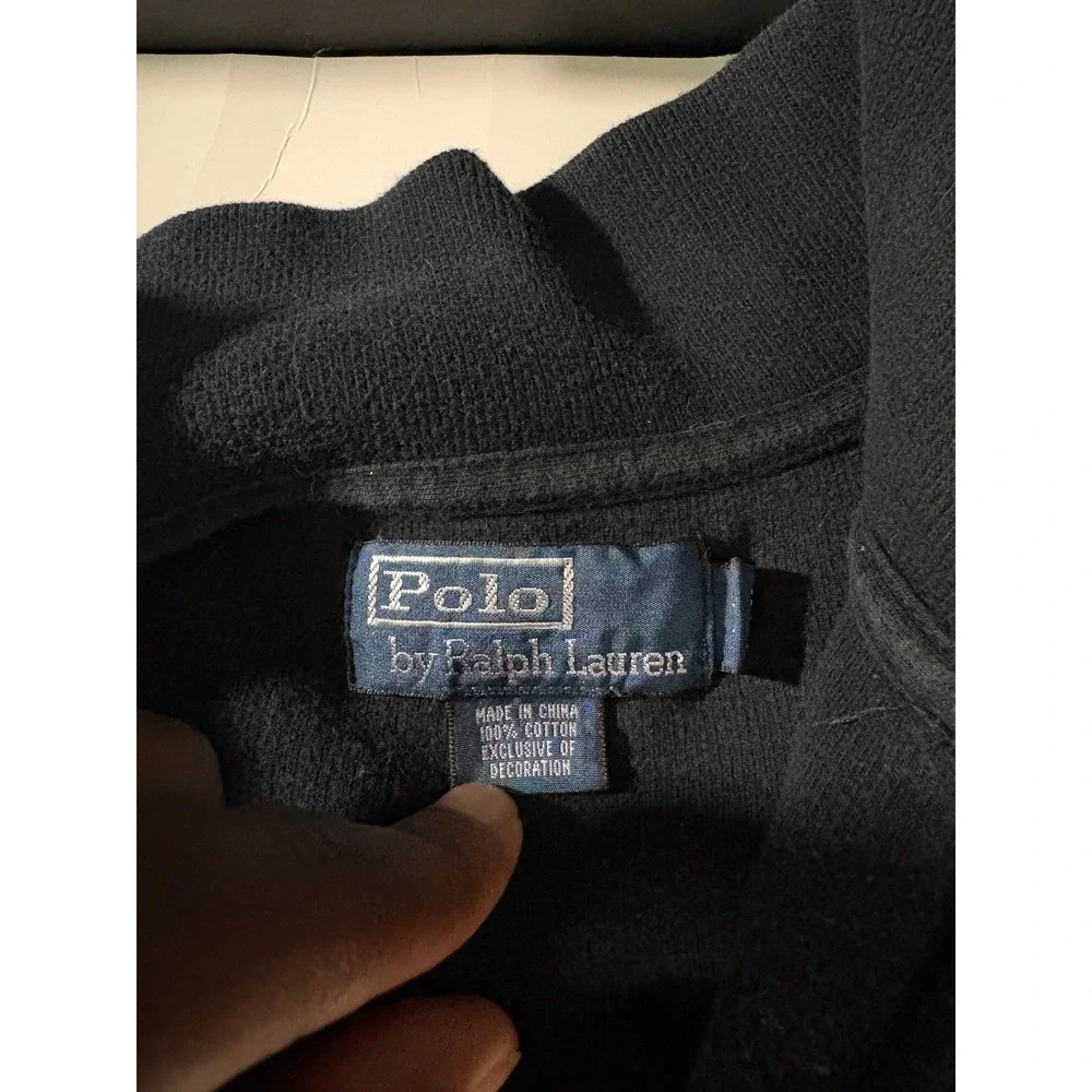 Polo Ralph Lauren XL Black Quarter Zip Sweater Pullover Red Pony Cotton Men